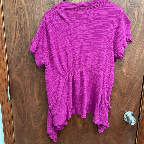 Maurices Purple Cardigan Open Front Short Sleeve Knit Top Lightweight Sz 2 - 2XL - Picture 4 of 10